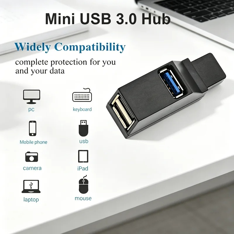 Laptop Accessories Gadgets - USB 3.0 2.0 Döndürülebilir 3 Bağlantı