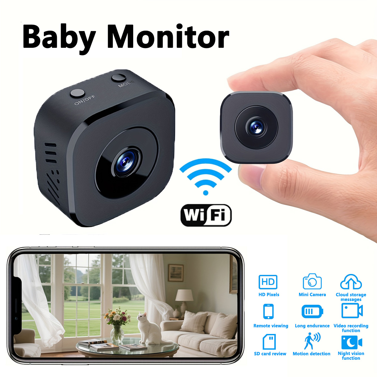 Monitor Portable Usb - 1080P HD Mini WiFi Kamera Kapalı