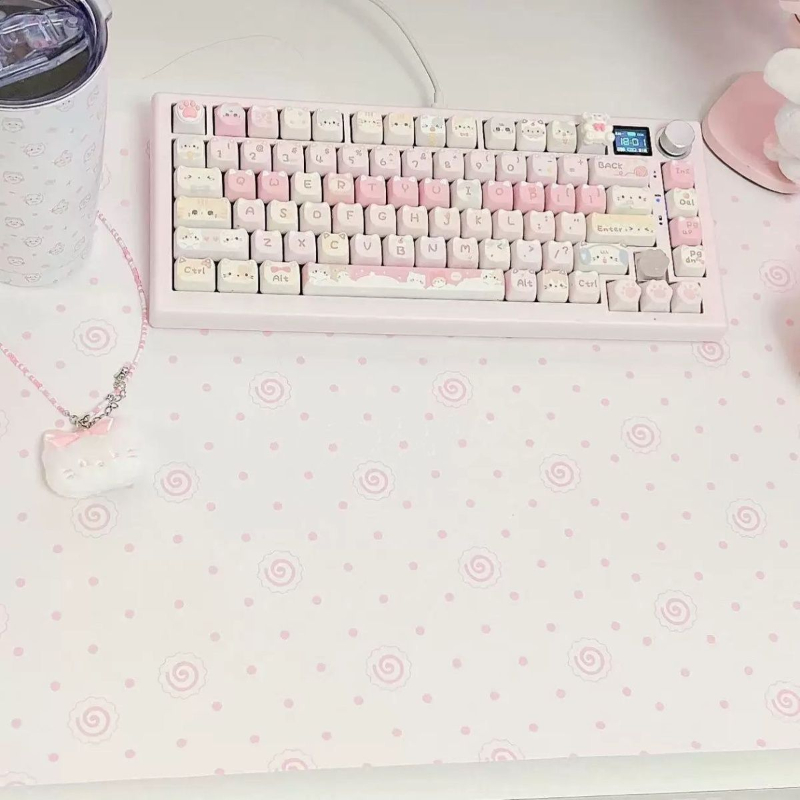 Laptop Accessories Pink - Sevimli Pembe Puantiyeli PU Deri Mouse